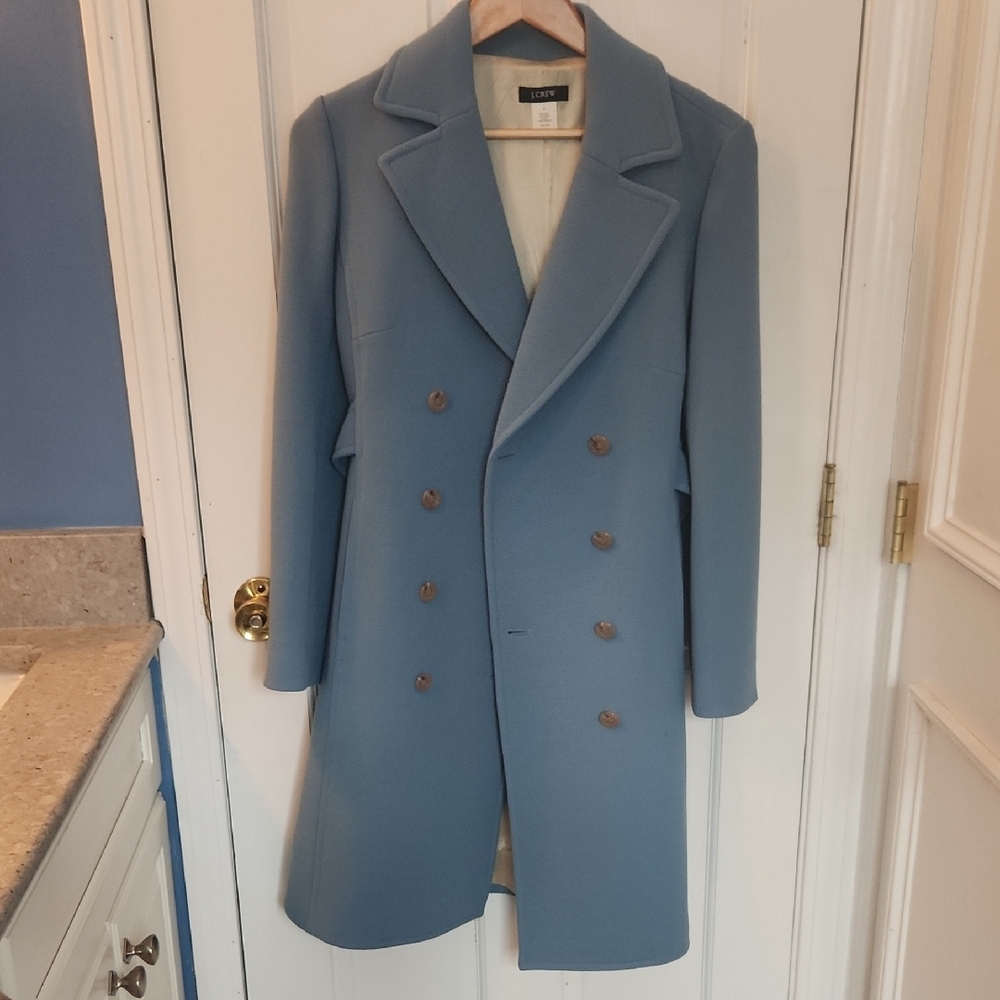 J. Crew Light Blue Double-Breasted Coat - Picture 2 of 6
